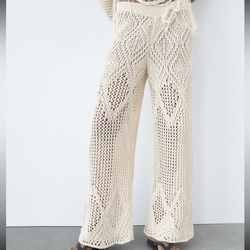 NWT Zara Open Knit Straight Leg Pants